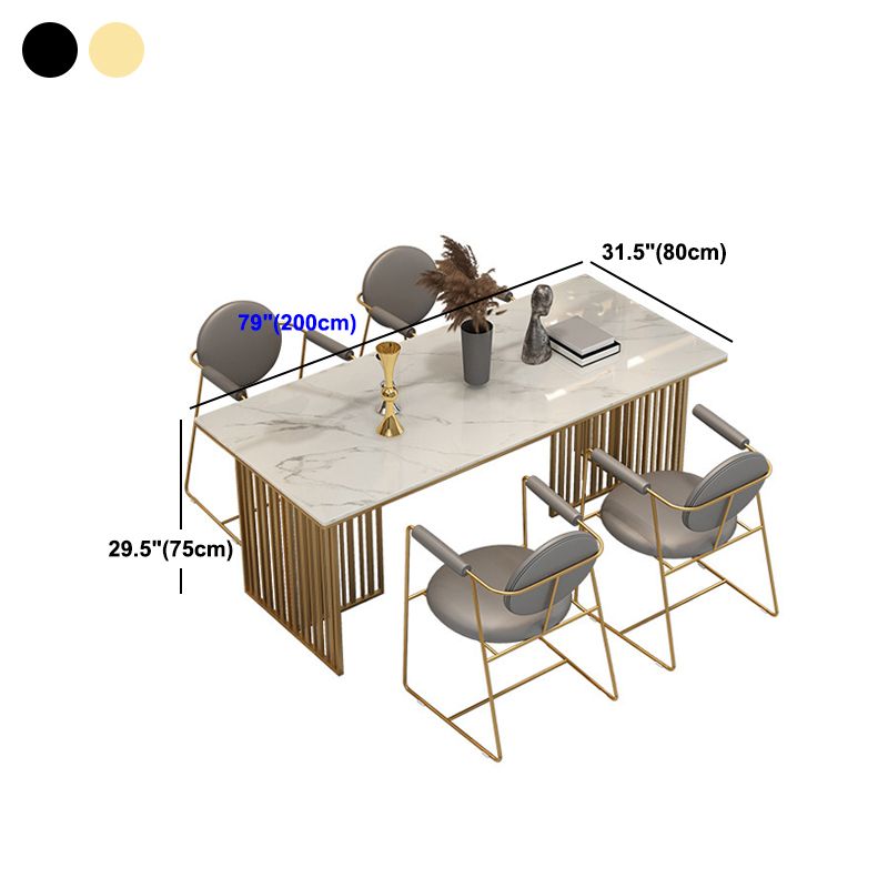 Steen bovenste eettafel eigentijdse rechthoektafel met dubbele voetstukbasis