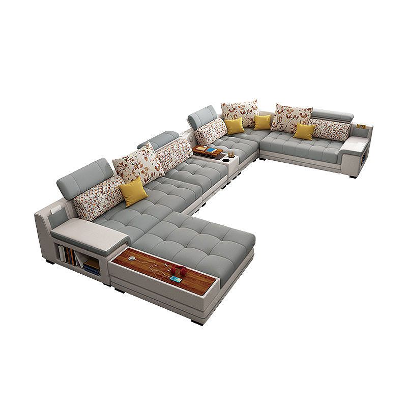 161.42"L x 98.43"W x 35.43"H Sofa Pillow Back Sectionals with Storage Clearhalo 'furn' 'furn_sectionals' 'Furniture' 'furniture_sectionals' 'Living Room Furniture' 'Sectionals' 1200x1200_65de3e7f-d292-49d4-8843-17053e320baa
