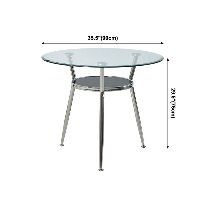 Modern Style Glass Dining Table Round Table with Metal Frame for Home Use Clearhalo ' dining_table' 'Dining Tables & Seating' 'Dining Tables' 'furn' 'furn_dining_table' 'Furniture' 'furniture_dining_table' 'Kitchen & Dining Furniture' 'kitchen&dining_furn' 'kitchen' 'kitchen_dining_table' 1200x1200_65df54d1-c589-4e3c-b0d5-042a30cdfb0b