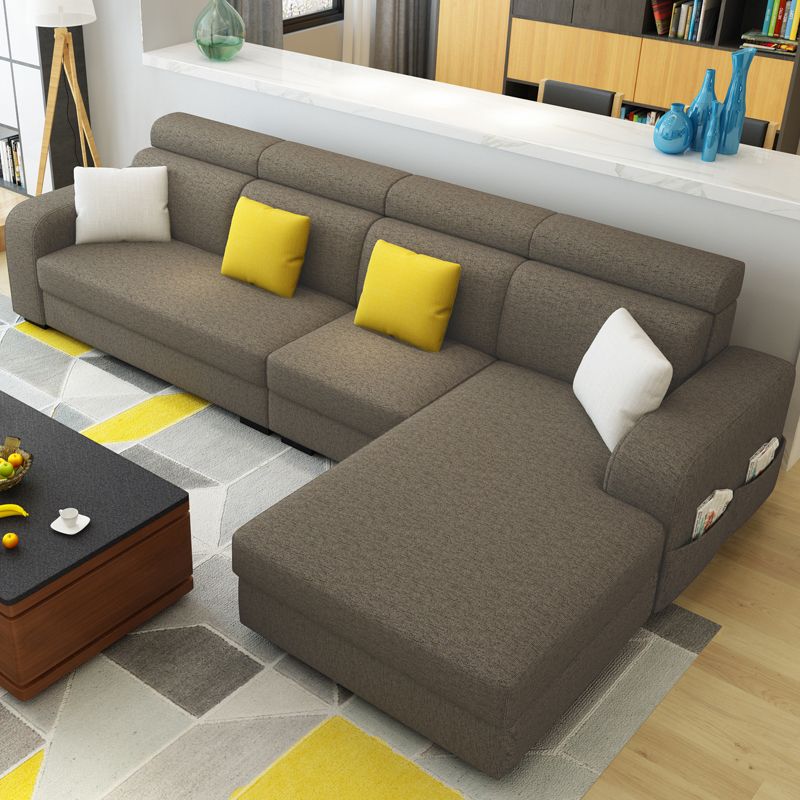 126"L √ó 71"W √ó35.5"H Linen Blend Square Arm Sofa Slipcovered Sectionals with Storage Clearhalo 'furn' 'furn_sectionals' 'Furniture' 'furniture_sectionals' 'Living Room Furniture' 'Sectionals' 1200x1200_65e18f45-2b76-43fd-b55d-7fec266a4cea