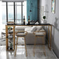 Glam Iron Bar Dining Table with Faux Marble Top Indoor Bistro Table with Shelf Clearhalo 'Bar Furniture' 'Bar Tables' 'bar_tables' 'furn' 'furn_bar_tables' 'Furniture' 'furniture_bar_tables' 'Kitchen & Dining Furniture' 1200x1200_65e4845e-95bf-4fca-ad59-3f90f7201468