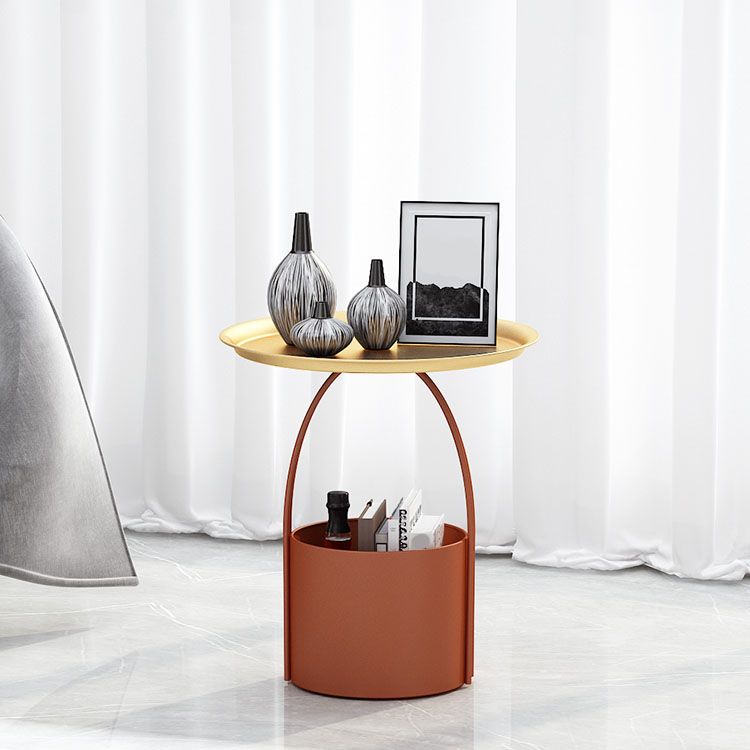 Round -Tablett Top Side Table Metall -Podest -Endtisch mit Speicher