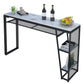 Contemporary Style Rectangle Bar Table Faux Marble Bistro Bar Desk with Storage Clearhalo 'Bar Furniture' 'Bar Tables' 'bar_tables' 'furn' 'furn_bar_tables' 'Furniture' 'Kitchen & Dining Furniture' 1200x1200_65e5151f-96f7-44d3-965e-4c7f3482f4e8