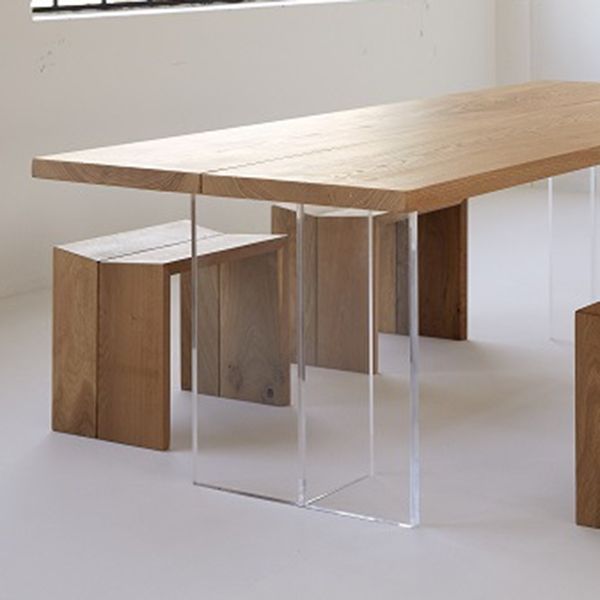 Industriële eettafel Houten eettafel Rechthoekige eettafel met plastic poten