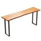 Pine Wood Top Rectangle Pub Table Industrial Bar Table with Double Pedestal in Black