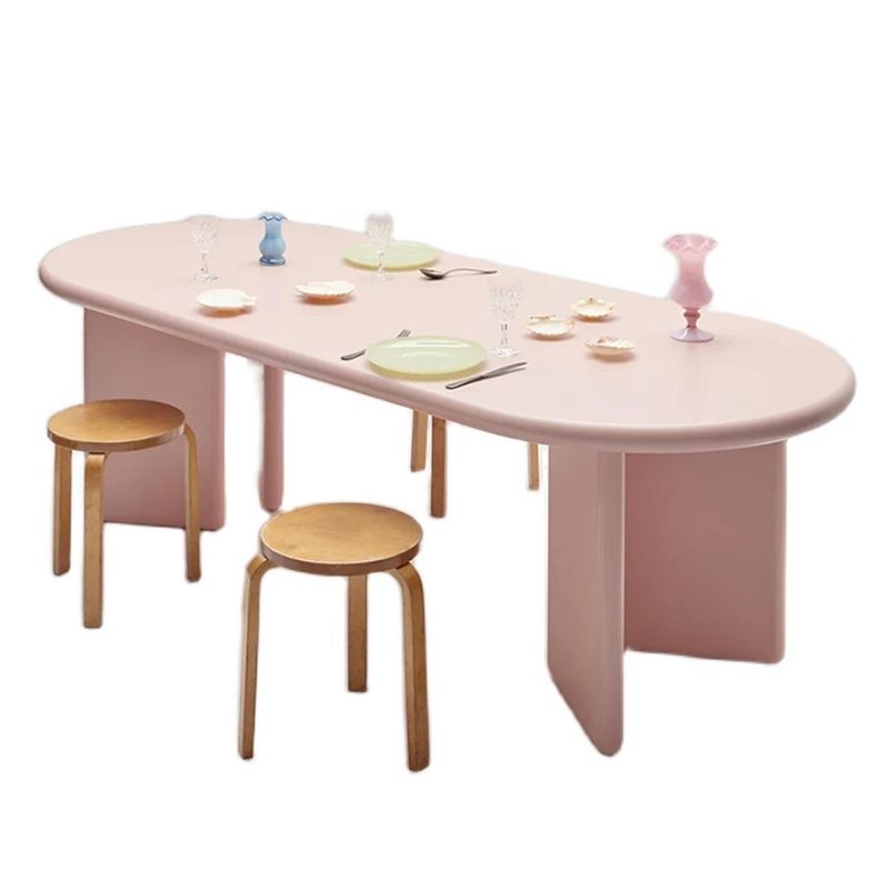 Modern Style Dining Table Oval Solid Wood Dining Table with Double Pedestal Base Clearhalo ' dining_table' 'Dining Tables & Seating' 'Dining Tables' 'furn' 'furn_dining_table' 'Furniture' 'furniture_dining_table' 'Kitchen & Dining Furniture' 'kitchen&dining_furn' 'kitchen' 'kitchen_dining_table' 1200x1200_65e7d875-d85a-41f8-822e-9e376a51e8b9
