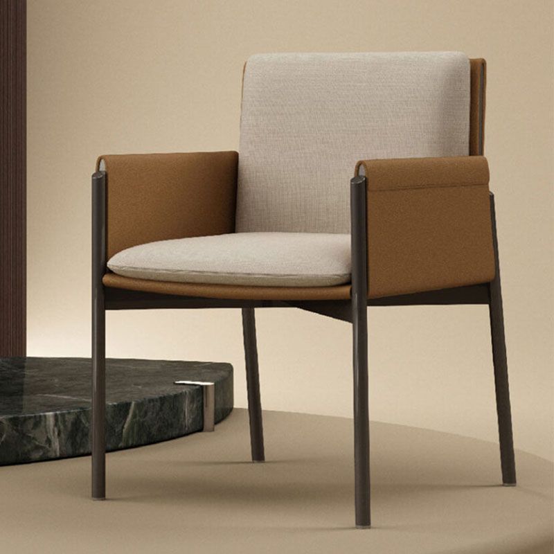 Minimalist Linen Fabric Dining Chair Solid Back Arm Single Chair for Kitchen Clearhalo ' kitchen&dining_furn' 'Dining Chairs' 'Dining Tables & Seating' 'dining_chair' 'furn' 'furn_dining_chair' 'Furniture' 'furniture_dining_chair' 'Kitchen & Dining Furniture' 'kitchen' 1200x1200_65e8852e-d9b0-4015-b1ae-9543d0e4d453