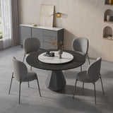 Table à dîner en pierre noire moderne Cuisine maison rond table à manger piédestal