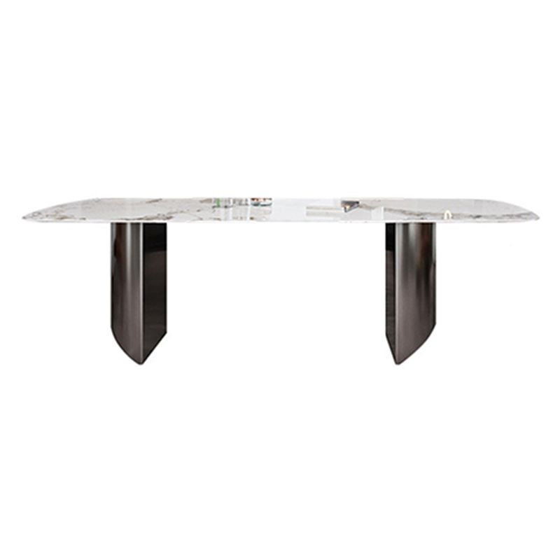 Industrial Style Rectangle Dining Table Sintered Stone Table with Metal Legs for Home Clearhalo 'Dining Tables & Seating' 'Dining Tables' 'dining_table' 'furn' 'furn_dining_table' 'Furniture' 'Kitchen & Dining Furniture' 1200x1200_65ec735c-cc62-4e4a-b591-919272af8c67
