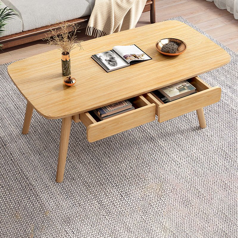 Solid Wood 4 Legs Coffee Table Rectangular Coffee Table with Storage Clearhalo 'Coffee & Accent Tables' 'Coffee Tables' 'coffee_tables' 'furn' 'furn_coffee_tables' 'Furniture' 'Living Room Furniture' 1200x1200_65ecffdd-55a3-4d08-9699-1894497b9290