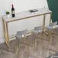 Glam 1/4/5 Pieces Bar Table Set Rectangle Stone Counter Table with High Stools for Balcony