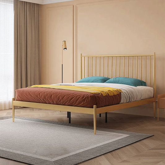 Glam Metal Slat Bed with Headboard Standard Bed with Metal Legs in Gold Clearhalo 'Bedroom Furniture' 'Beds' 'furn' 'furn_beds' 'Furniture' 1200x1200_65f131a1-7610-4484-a9bb-eeadbf4f1b14