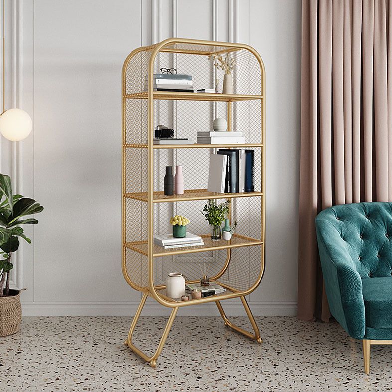 Contemporary Bookshelf Closed Back Metal Shelves Included Bookcase