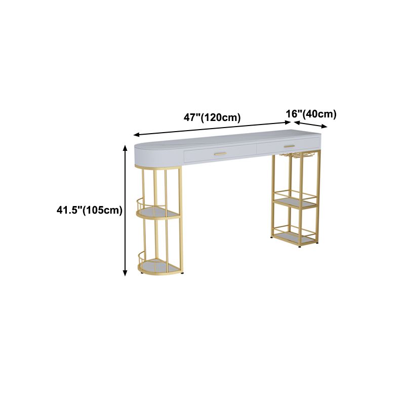 Stone Indoor Glam Bar Dining Table Gold Iron Double Pedestal Bistro Table with Drawer Clearhalo 'Bar Furniture' 'Bar Tables' 'bar_tables' 'furn' 'furn_bar_tables' 'Furniture' 'furniture_bar_tables' 'Kitchen & Dining Furniture' 'kitchen&dining_furn' 'kitchen' 1200x1200_65f1c2c6-157e-4882-a220-4a462f04600b