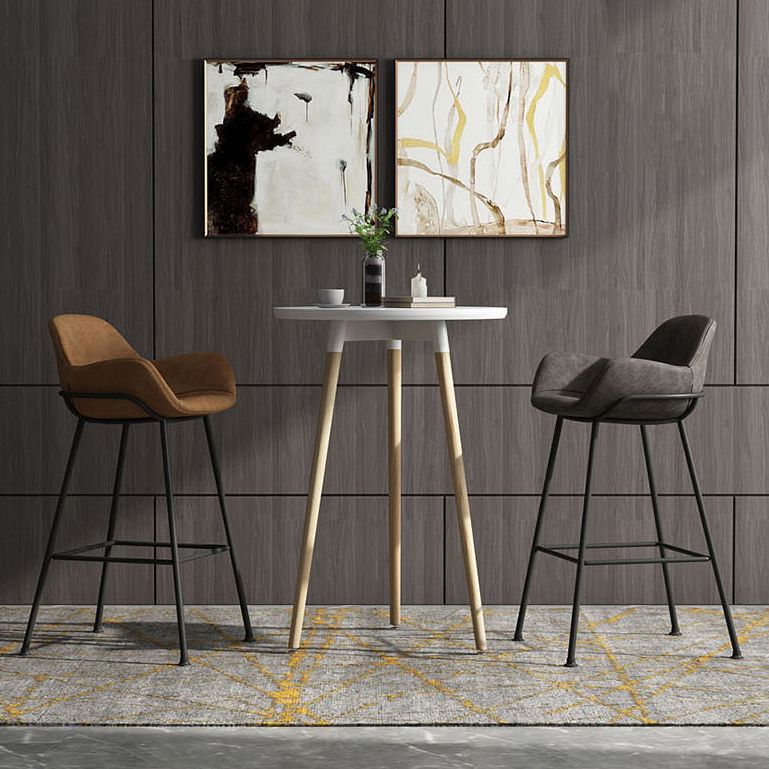 Modern Style Backrest Arm Counter Stool with Metal Base and Leather Cushion Clearhalo 'Bar Furniture' 'Bar Stools' 'bar_stools' 'furn' 'furn_bar_stools' 'Furniture' 'Kitchen & Dining Furniture' 1200x1200_65f1ee16-4568-4c77-88f5-66706e8ccc25