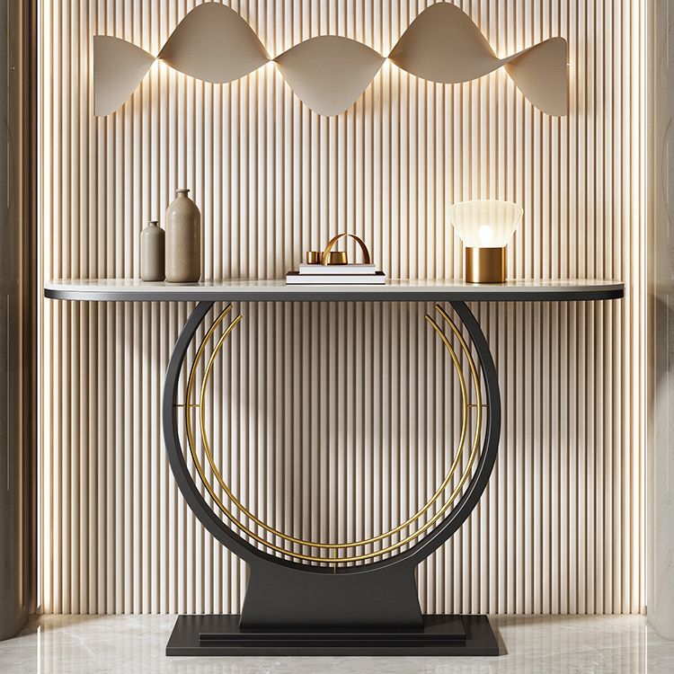 Table de acento de consola de media luna moderna Table de sofá de consola de acabado antiguo