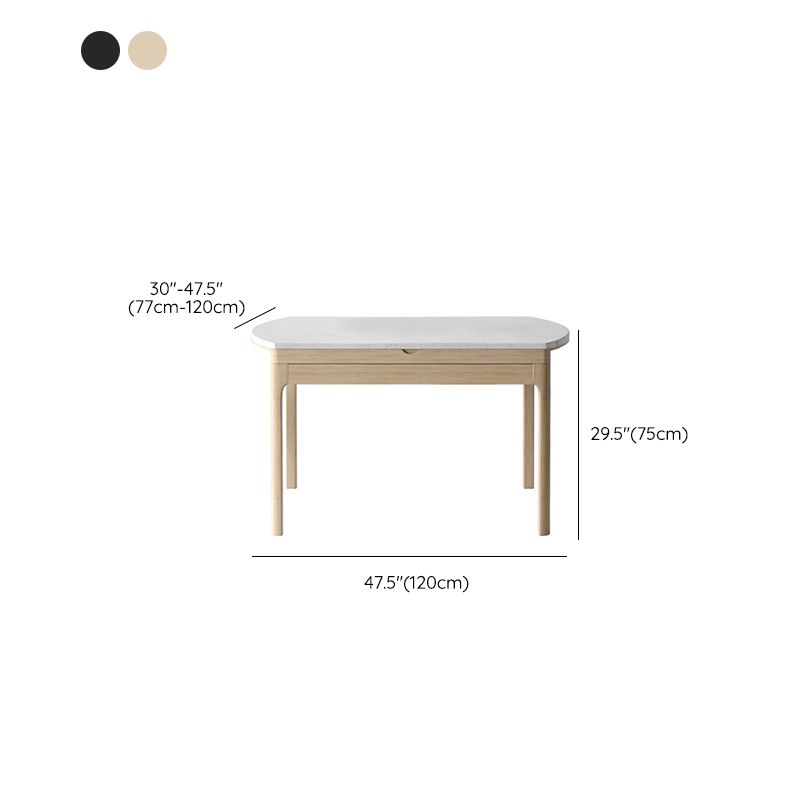Modern Dining Round Table Stone Table with Wooden Legs for Home