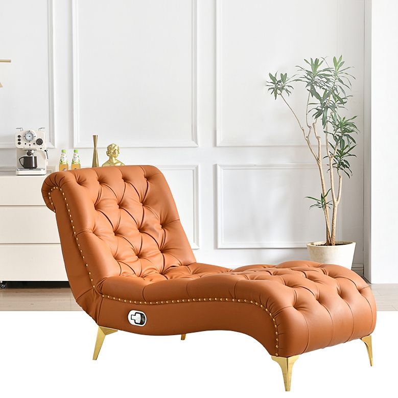 Glam Chaise Lounge Leather Chaise Lounge Sofa Metal Leg for Bedroom Clearhalo 'Chairs & Seating' 'Chaise Lounge' 'chaise_lounge' 'furn' 'furn_chaise_lounge' 'Furniture' 'Living Room Furniture' 1200x1200_65f3a164-0c59-466e-9d61-bfe475aa74d2