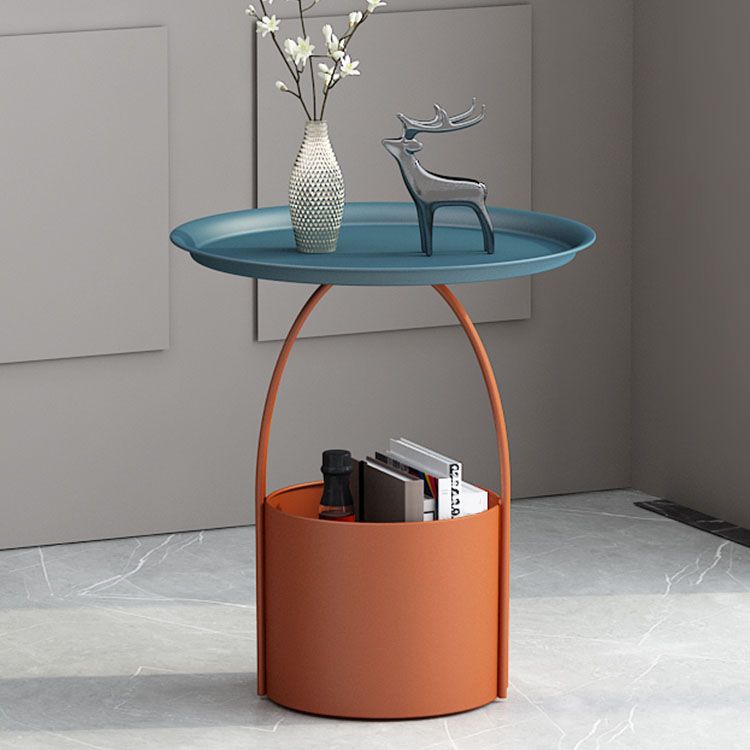 Round -Tablett Top Side Table Metall -Podest -Endtisch mit Speicher