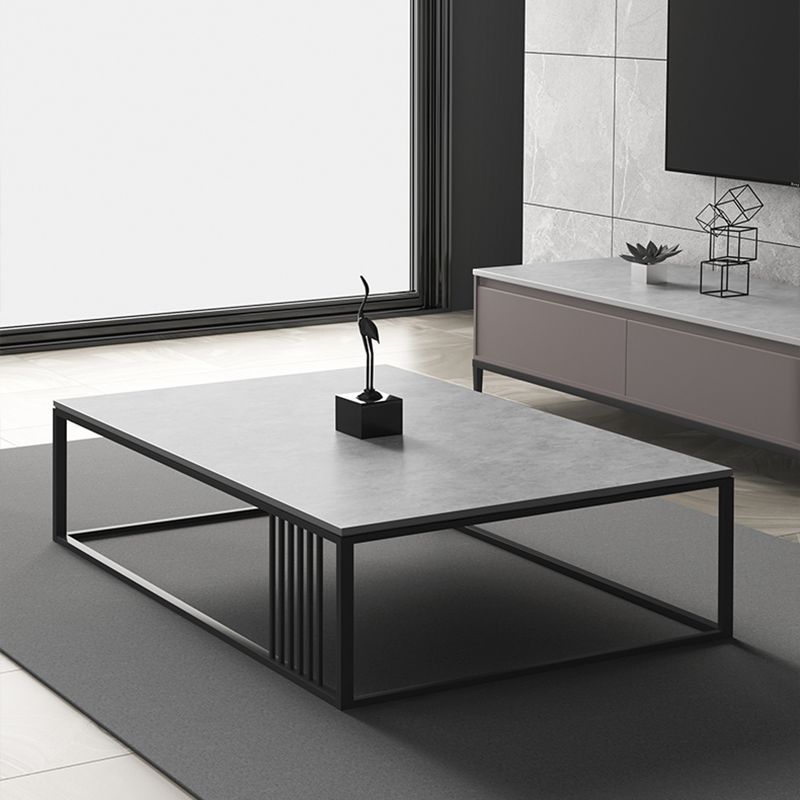 Enkele salontafel leisteen rechthoekige koffiecocktailtafel licht grijs