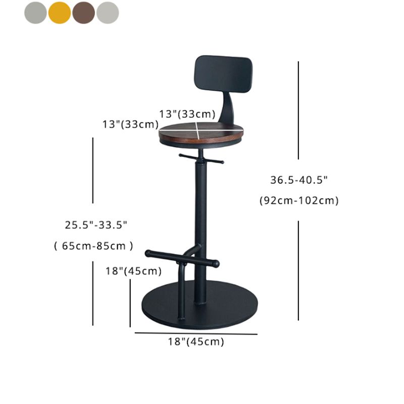 Industrial Adjustable Height Swivel Bar Stool Black Footrest Home Stool Clearhalo 'Bar Furniture' 'Bar Stools' 'bar_stools' 'furn' 'furn_bar_stools' 'Furniture' 'furniture_bar_stools' 'Kitchen & Dining Furniture' 1200x1200_65f50e3a-14fd-4ccb-9fb7-e50f7b172674