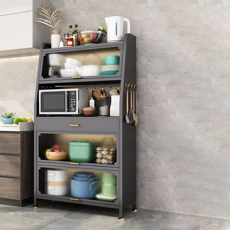 Black Metal Dining Server Contemporary Buffet Server for Kitchen Clearhalo 'buffet_sideboard' 'Buffets & Sideboards' 'furn' 'furn_buffet_sideboard' 'Furniture' 'Kitchen & Dining Furniture' 1200x1200_65f551f5-c9d5-4abf-b597-deb2c3c5c4a7