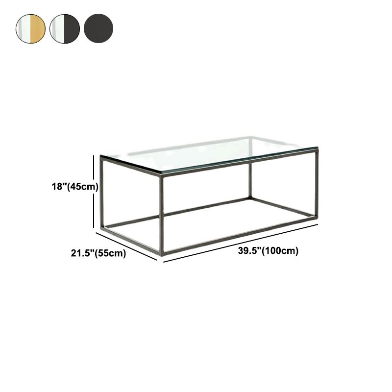 17.7" Tall Modern Steel Frame Base Glass Rectangular Table Top Coffee Table Clearhalo 'Coffee & Accent Tables' 'Coffee Tables' 'coffee_tables' 'furn' 'furn_coffee_tables' 'Furniture' 'furniture_coffee_tables' 'Living Room Furniture' 1200x1200_65f56606-fd4c-40f2-8e1f-fa9ae433420a