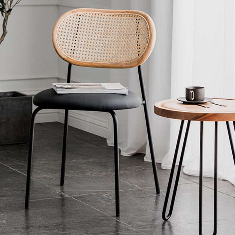 Modern Style PU Leather Chair Cane Back Armless Dining Chair Clearhalo 'Dining Chairs' 'Dining Tables & Seating' 'dining_chair' 'furn' 'furn_dining_chair' 'Furniture' 'furniture_dining_chair' 'Kitchen & Dining Furniture' 1200x1200_65f6188f-0980-49ea-93ea-173c90090f0d