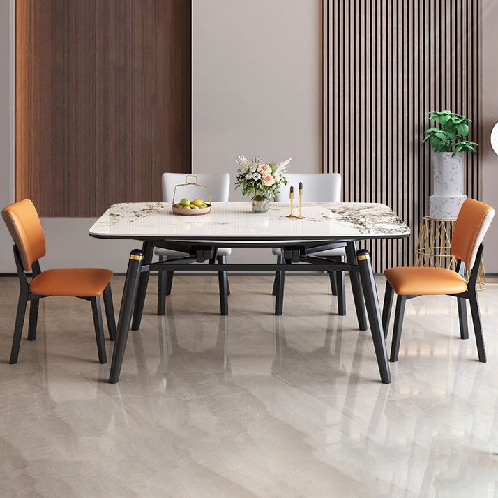 Tavolo da pranzo moderno allungabile in pietra con base in legno per sala da pranzo