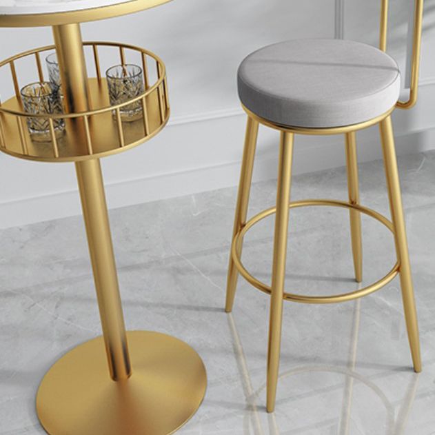 Round Shape Top Bar Table Metal Base Pub Table with Storage Shelves for Indoor Clearhalo 'Bar Furniture' 'Bar Tables' 'bar_tables' 'furn' 'furn_bar_tables' 'Furniture' 'furniture_bar_tables' 'Kitchen & Dining Furniture' 1200x1200_65f7a165-8855-4913-8a9d-0a4e2acbb00f