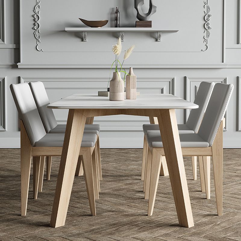 White Stone Top Table for Home Mid-Century Modern Dining Table Clearhalo 'Dining Tables & Seating' 'Dining Tables' 'dining_table' 'furn' 'furn_dining_table' 'Furniture' 'Kitchen & Dining Furniture' 1200x1200_65f86cf8-7ade-457c-a466-575ea44f47a8