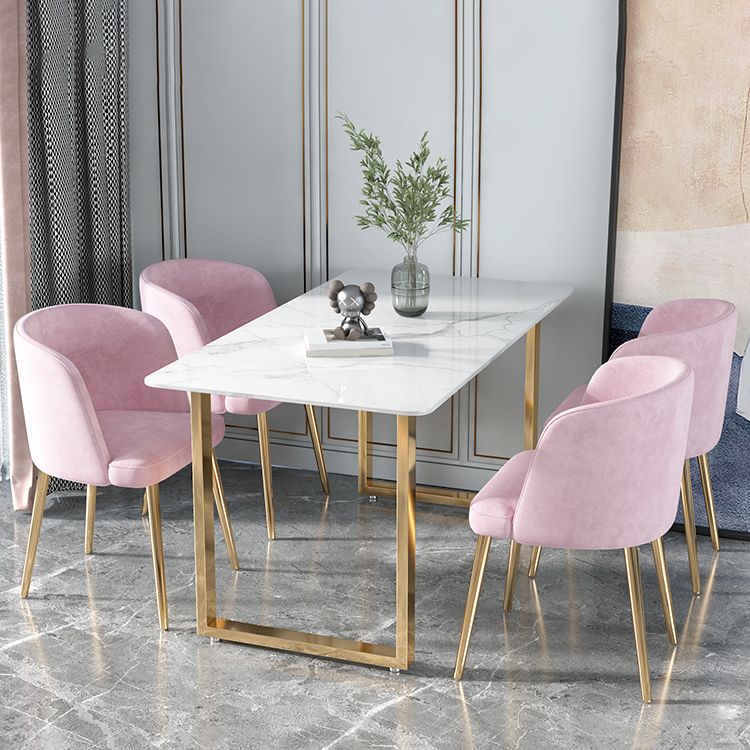 Glam 1/2/5 Pieces Dining Set Rectangle Stone Dining Table for Dining Room Clearhalo 'Dining Room Sets' 'Dining Tables & Seating' 'dining_room_set' 'furn' 'furn_dining_room_set' 'Furniture' 'furniture_dining_room_set' 'Kitchen & Dining Furniture' 1200x1200_65fdbf58-3da7-476e-a7ae-b9e850580ca5