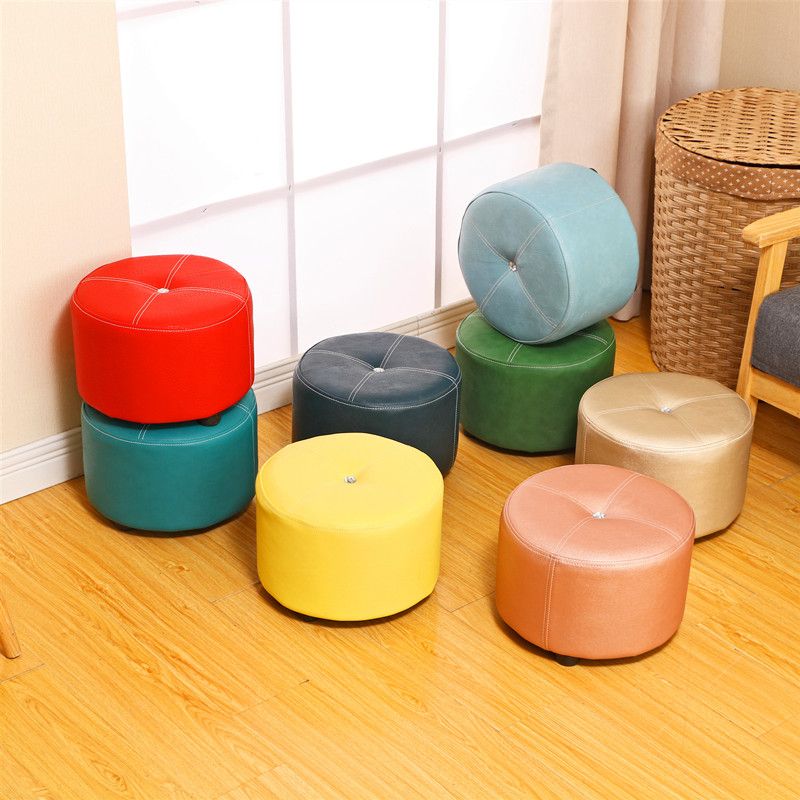 Pure Color Stain Resistant Standard Round Modern Yellow for Living Room Clearhalo 'furn' 'furn_ottomans_poufs' 'Furniture' 'Living Room Furniture' 'Ottomans & Poufs' 'ottomans_poufs' 1200x1200_65ffa6a0-6d0c-47ba-9377-92b5eaf83336