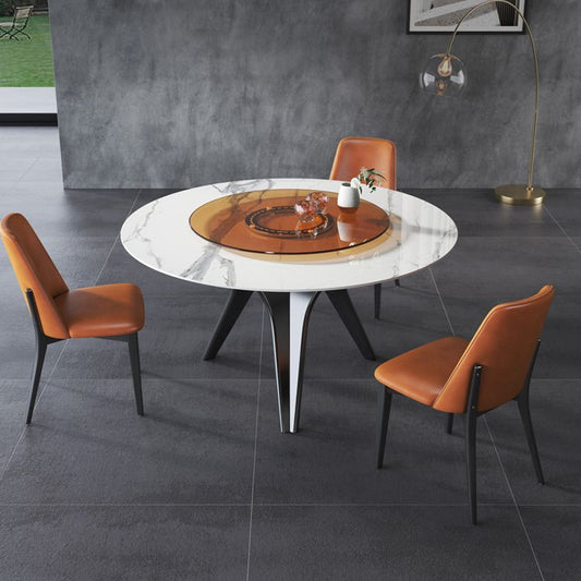 ソリッドウッドフレームダイニングルームセット1/2/5/7 PCSアームレスチェア付きラウンドダイニングテーブル