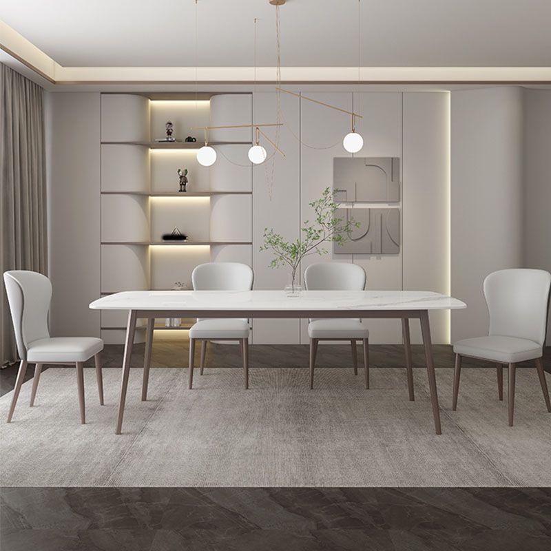 デザイナーダイニングセット1/2/4/5/7ピースストーンとメタルダイネットセットホワイト