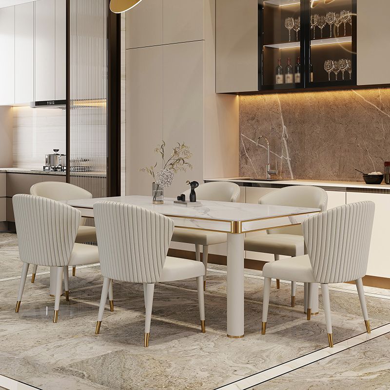 Luxury Sintered Stone Dining Table 4 Legs Base Scratch Resistant Rectangle Table for Home Clearhalo ' dining_table' 'Dining Tables & Seating' 'Dining Tables' 'furn' 'furn_dining_table' 'Furniture' 'furniture_dining_table' 'Kitchen & Dining Furniture' 'kitchen&dining_furn' 'kitchen' 'kitchen_dining_table' 1200x1200_66040019-5f37-4fb6-aae7-4379816306ea