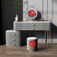 3/5-Drawers Vanity Luxurious Stone Top Vanity Table and Stool Set in Grey