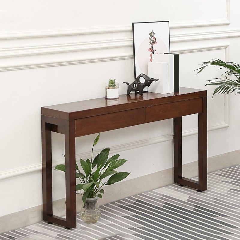 Divano console largo 12 pollici Tavolo da console in legno a 2 disegni in marrone scuro