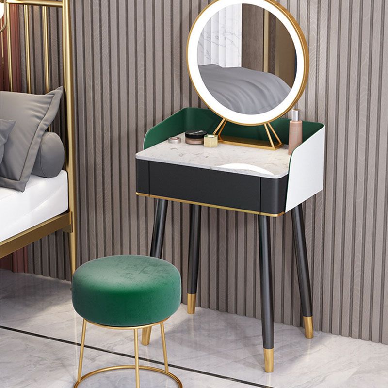 Scrivania per vanity per trucco con top in pietra contemporanea con cassetto in legno