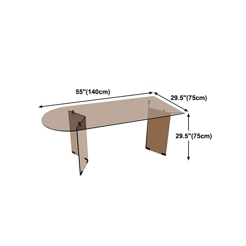 Table à manger en verre moderne avec base de piédestal double