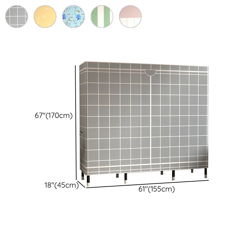 Contemporary Wardrobe Cabinet with Shelves Steel Wardrobe Armoire for Home