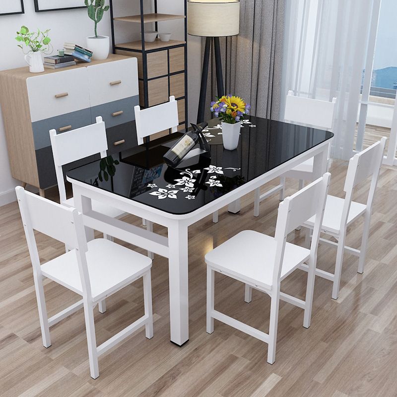 Modern White in Glass Counter Table Rectangle Dining Table for Kitchen Clearhalo 'Dining Tables & Seating' 'Dining Tables' 'dining_table' 'furn' 'furn_dining_table' 'Furniture' 'Kitchen & Dining Furniture' 1200x1200_6608ce70-134d-406d-aeb7-79b1d0f25a04