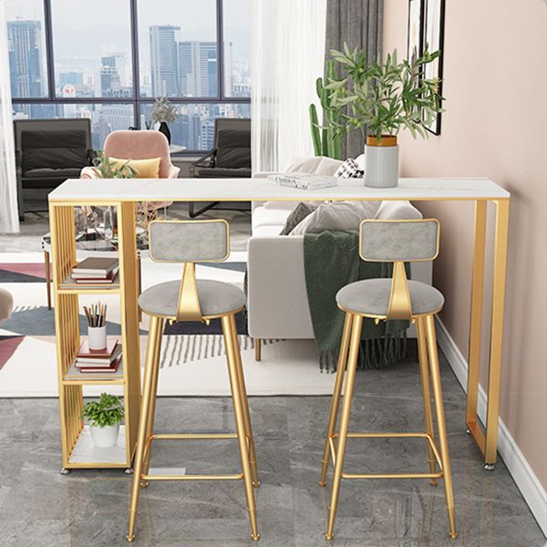 Contemporary Round Bar and Counter Stool Low Back Stool with 4 Gold Legs Clearhalo 'Bar Furniture' 'Bar Stools' 'bar_stools' 'furn' 'furn_bar_stools' 'Furniture' 'furniture_bar_stools' 'Kitchen & Dining Furniture' 1200x1200_660941d7-52dd-46ef-88b2-812110414cae