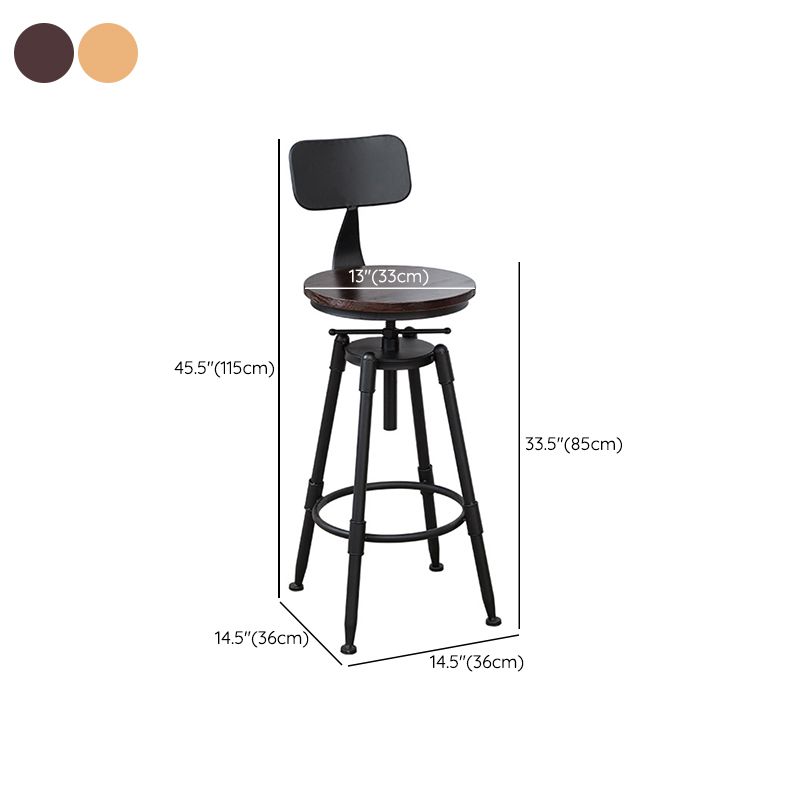 Industrial Armless Elevatable Counter Stool Iron Bar Stool with Pedal for Cafe Clearhalo 'Bar Furniture' 'Bar Stools' 'bar_stools' 'furn' 'furn_bar_stools' 'Furniture' 'Kitchen & Dining Furniture' 1200x1200_66095fc6-60d7-4370-bba9-531c482bcb3b