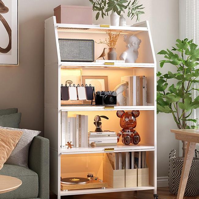 Modern Style Bookshelf Metal Closed Back Bookcase with Door for Home Office Clearhalo 'Bookcases' 'furn' 'furn_bookcases' 'Furniture' 'Office Furniture' 1200x1200_6609d875-ac7b-41b1-9810-ea464963ca8b