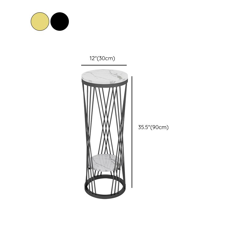 Glam Marble Round Side Table Dia 11.8" Metal Frame End Table with Storage Shelf Clearhalo 'Coffee & Accent Tables' 'End & Side Tables' 'end_side_tables' 'furn' 'furn_end_side_tables' 'Furniture' 'Living Room Furniture' 1200x1200_660a5032-93d2-48ce-ab1b-a914bba7571e