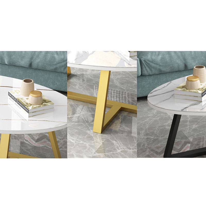Glam Single Oval Coffee Table Cross Legs Coffee Cocktail Table Clearhalo 'Coffee & Accent Tables' 'Coffee Tables' 'coffee_tables' 'furn' 'furn_coffee_tables' 'Furniture' 'Living Room Furniture' 1200x1200_660ae181-2e5b-46a1-904b-8d3665344364