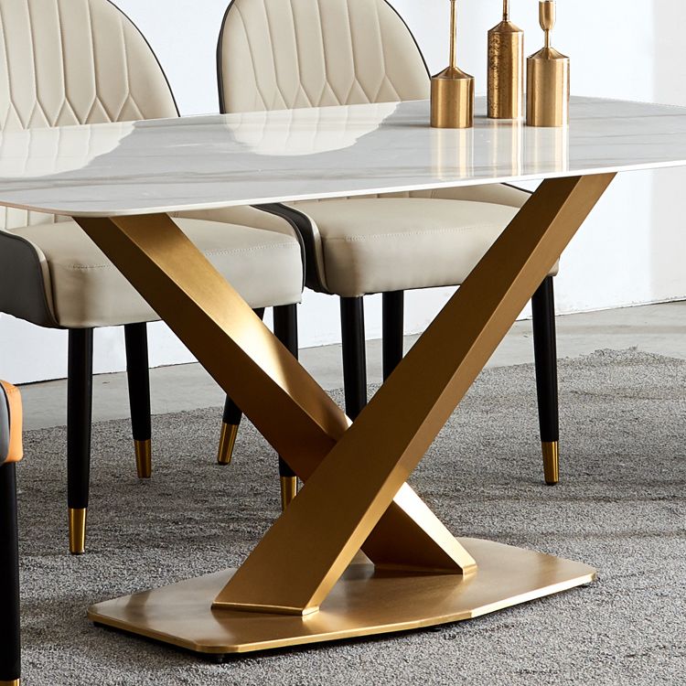 Glam Sintered Stone Top Standard Dining Table Rectangle Shape Dining Table for Kitchen Clearhalo ' dining_table' 'Dining Tables & Seating' 'Dining Tables' 'furn' 'furn_dining_table' 'Furniture' 'furniture_dining_table' 'Kitchen & Dining Furniture' 'kitchen&dining_furn' 'kitchen' 'kitchen_dining_table' 1200x1200_660cd716-45c0-4f88-9d56-e4d47101903e
