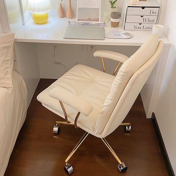 Mid-back Office Chair Leather Seat with Fixed Armrest and Tufted Office Chair Clearhalo 'Furniture' 'furniture_office_chair' 'Office Chairs' 'Office Furniture' 'office_chair' 1200x1200_660ec2d3-ce1e-4f64-b411-a5f6dc2ece60