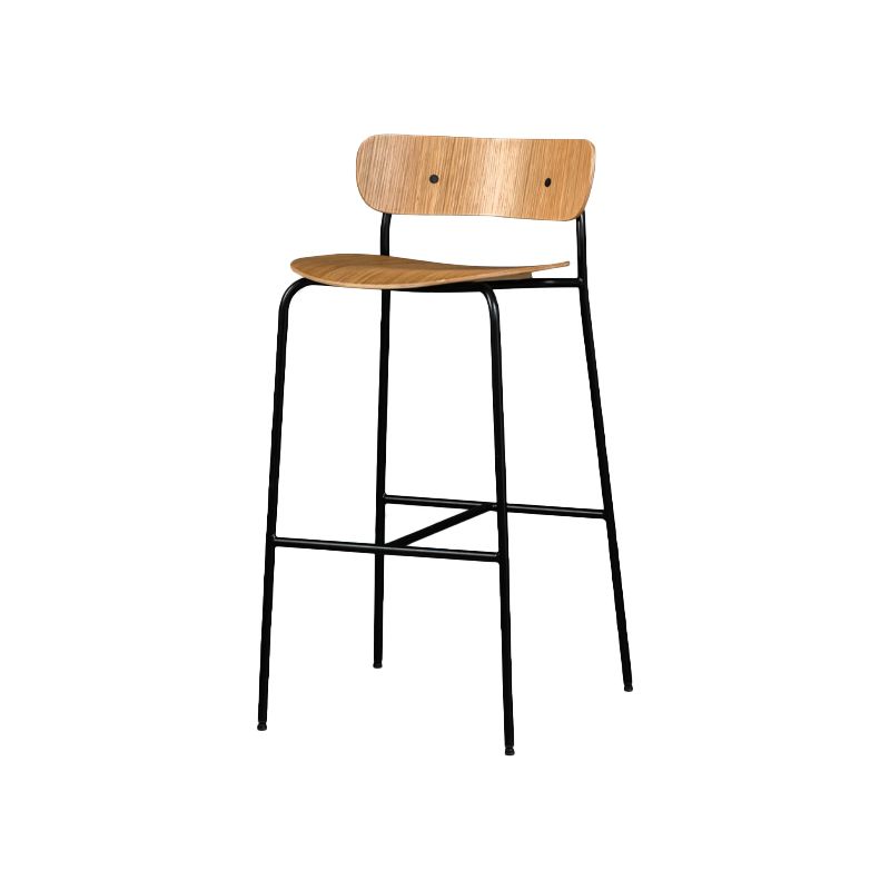 Contemporary Backrest Solid Wood and Metal Counter High Stool with 4 Legs Clearhalo 'Bar Furniture' 'Bar Stools' 'bar_stools' 'furn' 'furn_bar_stools' 'Furniture' 'Kitchen & Dining Furniture' 1200x1200_660f42df-920a-442e-9632-a13216f940f0